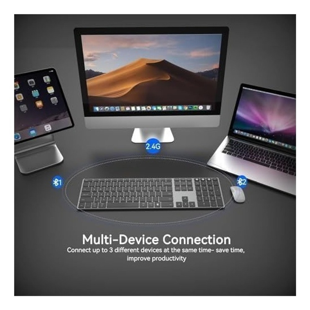 AUSDOM Bluetooth Wireless Keyboard Slim Multi-Device Rechargeable Full Size